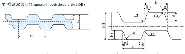 DB type double side timing belt, type XL L H XH T5 T10 T20 AT5 AT10 AT20 3M 8M 14M S5M