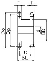 KANA Standard SD Single-Double Sprockets , type 40SD , 50SD , 60SD , 80SD , 100SD